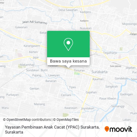 Peta Yayasan Pembinaan Anak Cacat (YPAC) Surakarta