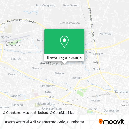 Peta AyamResto Jl.Adi Soemarmo Solo