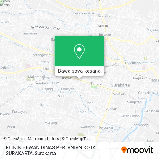 Peta KLINIK HEWAN DINAS PERTANIAN KOTA SURAKARTA