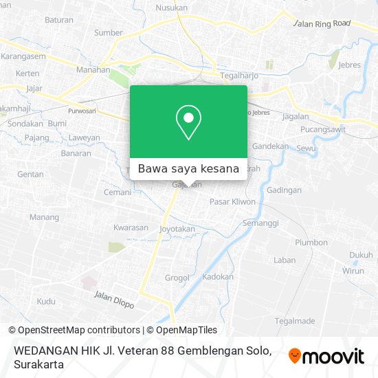Peta WEDANGAN HIK  Jl. Veteran 88 Gemblengan Solo