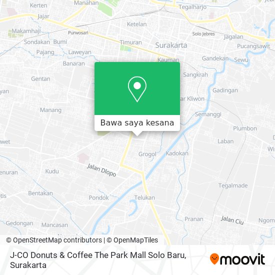 Peta J-CO Donuts & Coffee The Park Mall Solo Baru