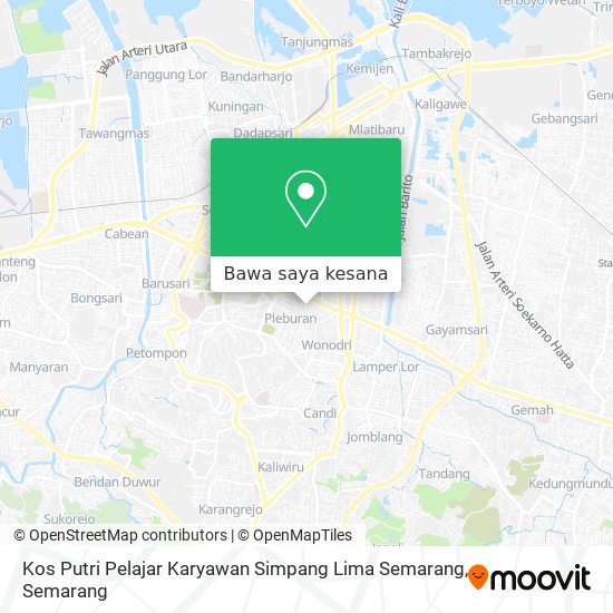 Peta Kos Putri Pelajar Karyawan Simpang Lima Semarang