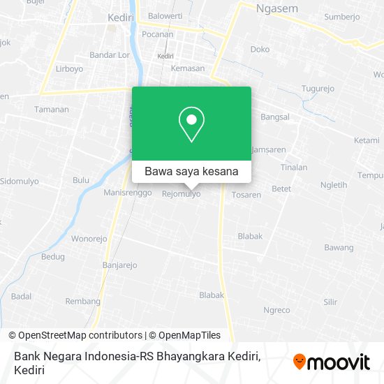 Peta Bank Negara Indonesia-RS Bhayangkara Kediri