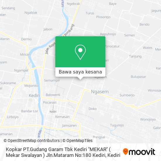 Peta Kopkar PT.Gudang Garam Tbk Kediri "MEKAR" ( Mekar Swalayan ) Jln.Mataram No:180 Kediri
