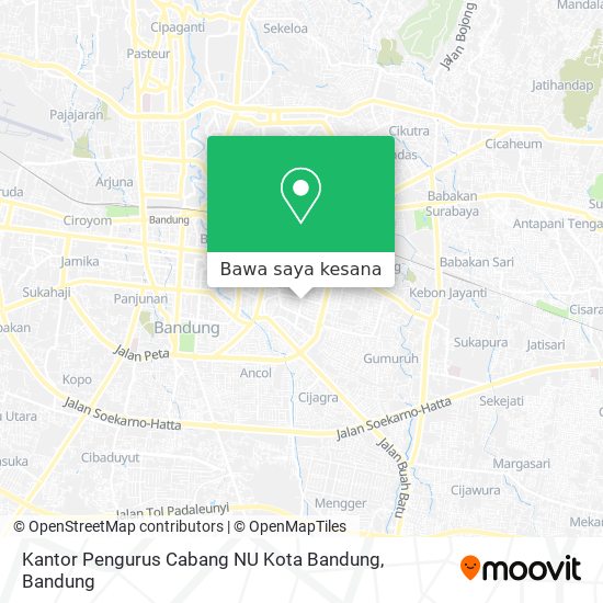 Peta Kantor Pengurus Cabang NU Kota Bandung