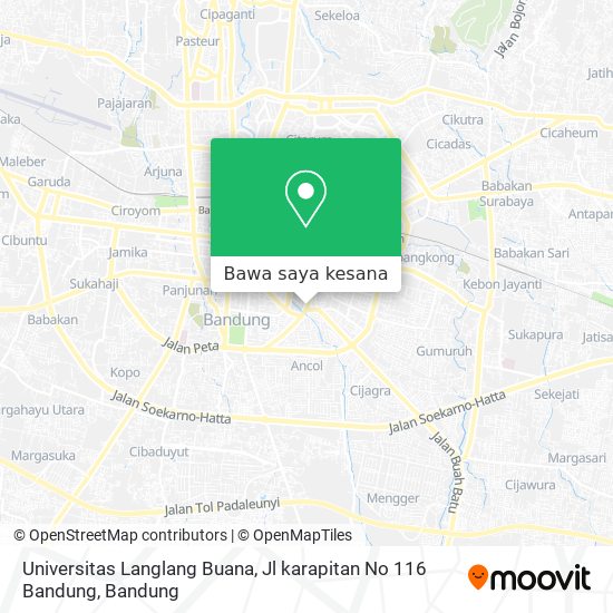 Peta Universitas Langlang Buana, Jl karapitan No 116 Bandung