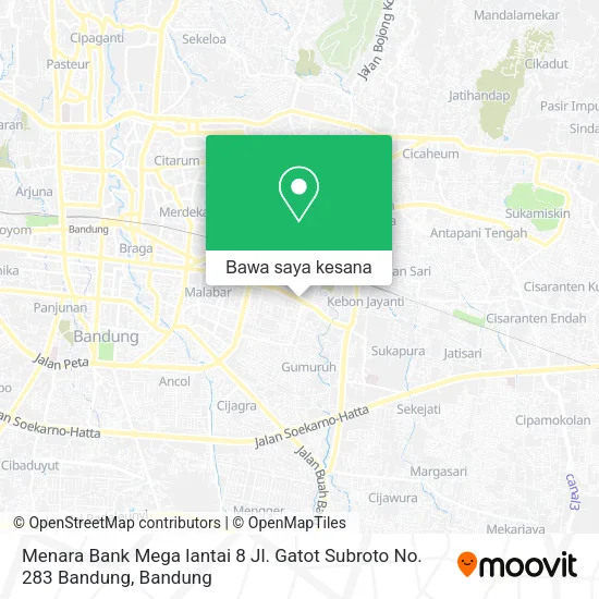 Peta Menara Bank Mega lantai 8 Jl. Gatot Subroto No. 283 Bandung
