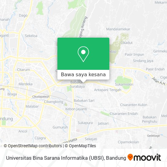 Peta Universitas Bina Sarana Informatika (UBSI)