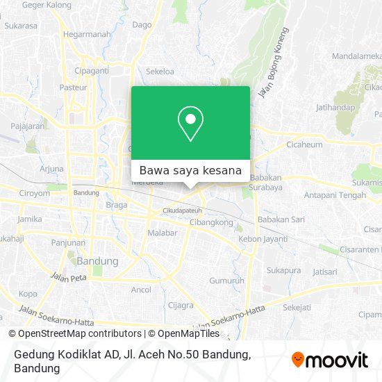 Peta Gedung Kodiklat AD, Jl. Aceh No.50 Bandung