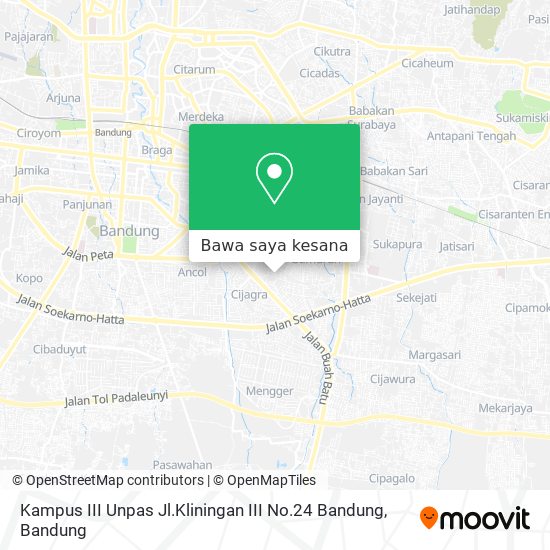 Peta Kampus III Unpas Jl.Kliningan III No.24 Bandung