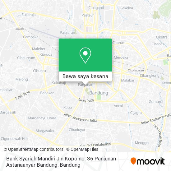 Peta Bank Syariah Mandiri Jln.Kopo no: 36 Panjunan Astanaanyar Bandung