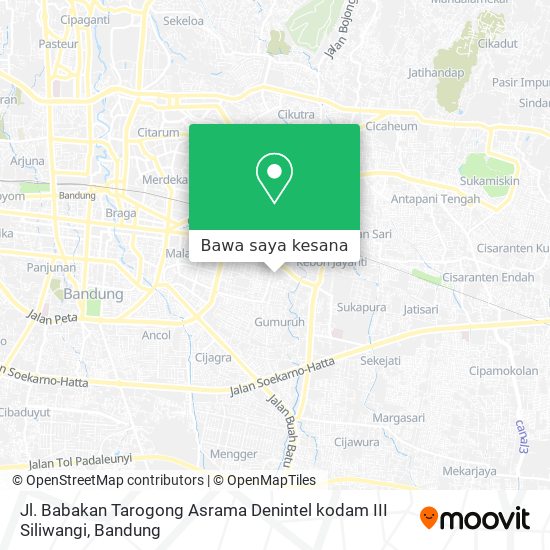 Peta Jl. Babakan Tarogong Asrama Denintel kodam III Siliwangi