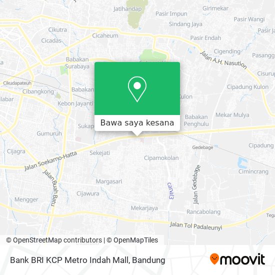 Peta Bank BRI KCP Metro Indah Mall