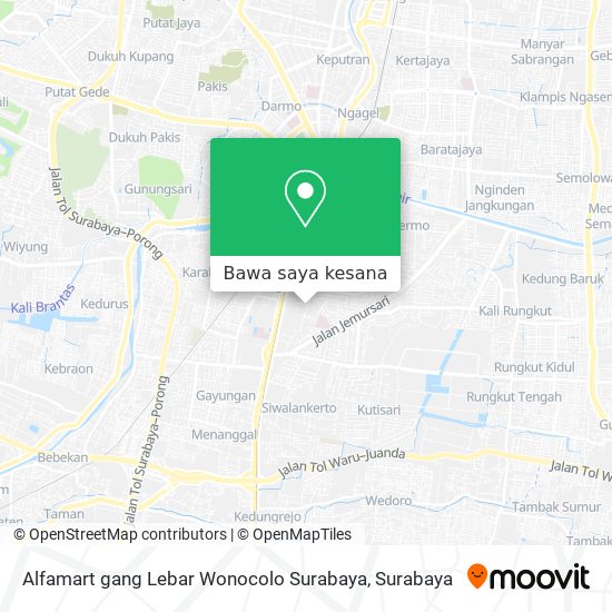 Peta Alfamart gang Lebar Wonocolo Surabaya