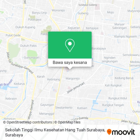 Peta Sekolah Tinggi Ilmu Kesehatan Hang Tuah Surabaya