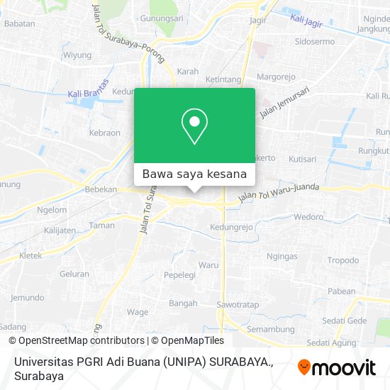Peta Universitas PGRI Adi Buana (UNIPA) SURABAYA.