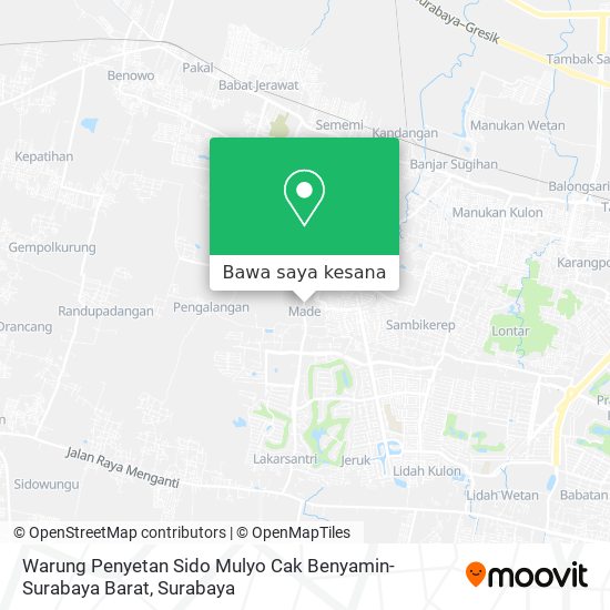 Peta Warung Penyetan Sido Mulyo Cak Benyamin-Surabaya Barat