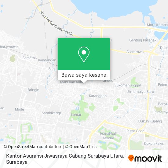 Peta Kantor Asuransi Jiwasraya Cabang Surabaya Utara