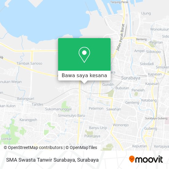 Peta SMA Swasta Tanwir Surabaya