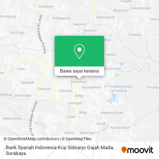 Peta Bank Syariah Indonesia-Kcp Sidoarjo Gajah Mada