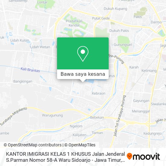 Peta KANTOR IMIGRASI KELAS 1 KHUSUS Jalan Jenderal S.Parman Nomor 58-A  Waru Sidoarjo - Jawa Timur