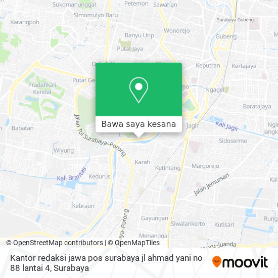 Peta Kantor redaksi jawa pos surabaya jl ahmad yani no 88 lantai 4