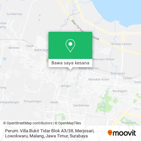 Peta Perum. Villa Bukit Tidar Blok A3 / 38, Merjosari, Lowokwaru, Malang, Jawa Timur