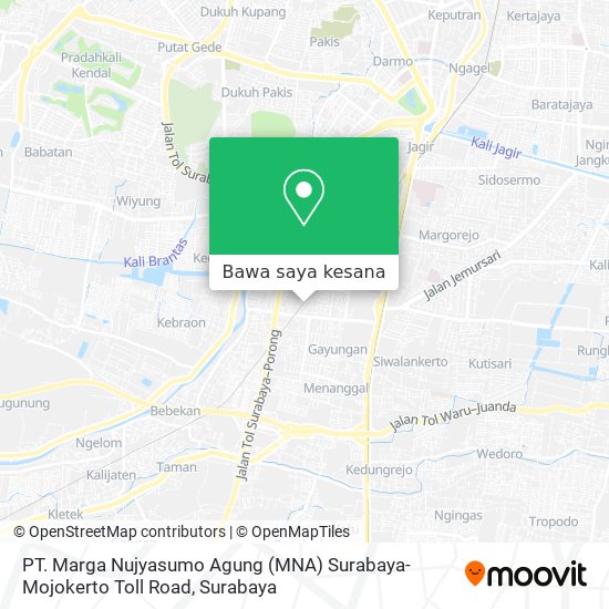 Peta PT. Marga Nujyasumo Agung (MNA) Surabaya-Mojokerto Toll Road
