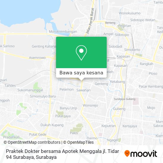 Peta Praktek Dokter bersama Apotek Menggala jl. Tidar 94 Surabaya