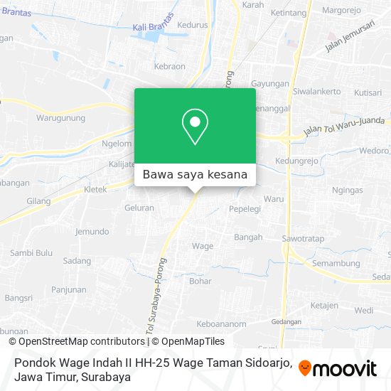 Peta Pondok Wage Indah II HH-25 Wage Taman Sidoarjo, Jawa Timur