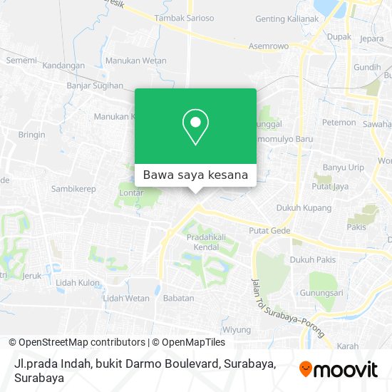 Peta Jl.prada Indah, bukit Darmo Boulevard, Surabaya