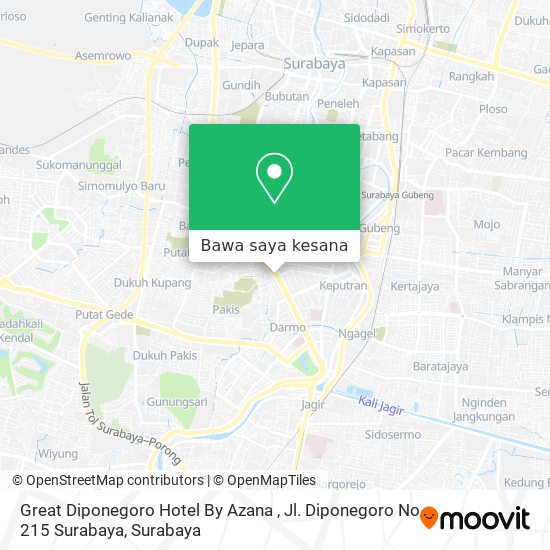 Peta Great Diponegoro Hotel By Azana , Jl. Diponegoro No 215 Surabaya