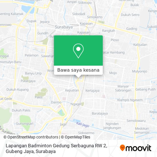 Peta Lapangan Badminton Gedung Serbaguna RW 2, Gubeng Jaya