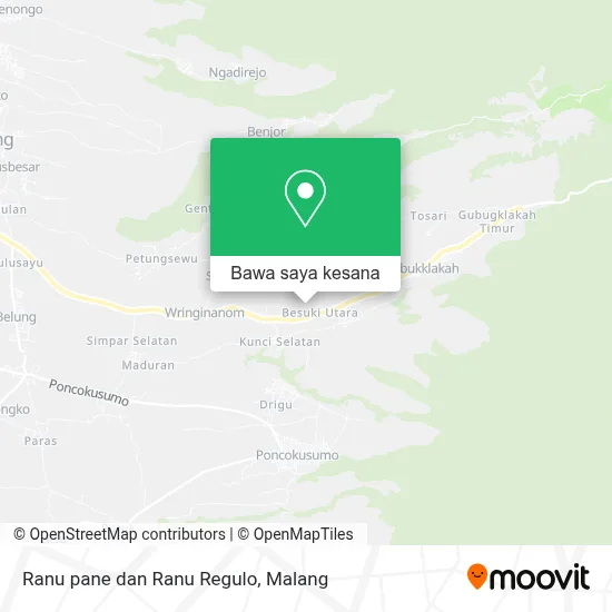 Peta Ranu pane dan Ranu Regulo