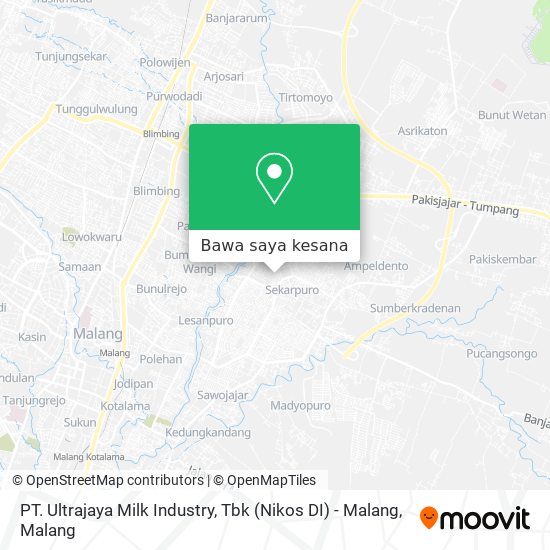 Peta PT. Ultrajaya Milk Industry, Tbk (Nikos DI) - Malang