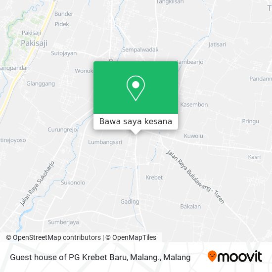 Peta Guest house of PG Krebet Baru, Malang.