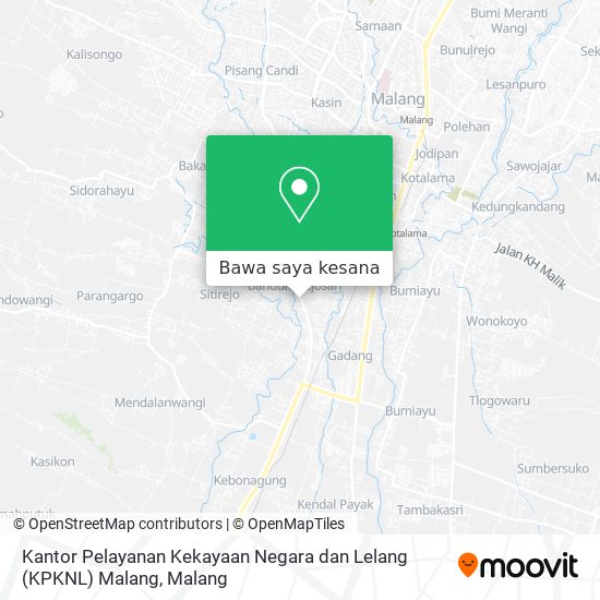 Peta Kantor Pelayanan Kekayaan Negara dan Lelang (KPKNL) Malang