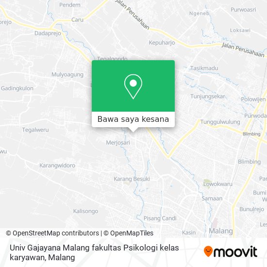 Peta Univ Gajayana Malang fakultas Psikologi kelas karyawan