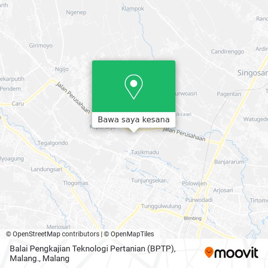 Peta Balai Pengkajian Teknologi Pertanian (BPTP), Malang.