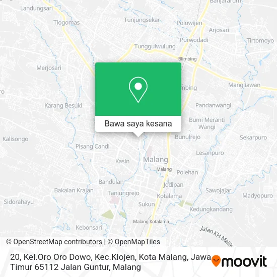 Peta 20, Kel.Oro Oro Dowo, Kec.Klojen, Kota Malang, Jawa Timur 65112 Jalan Guntur