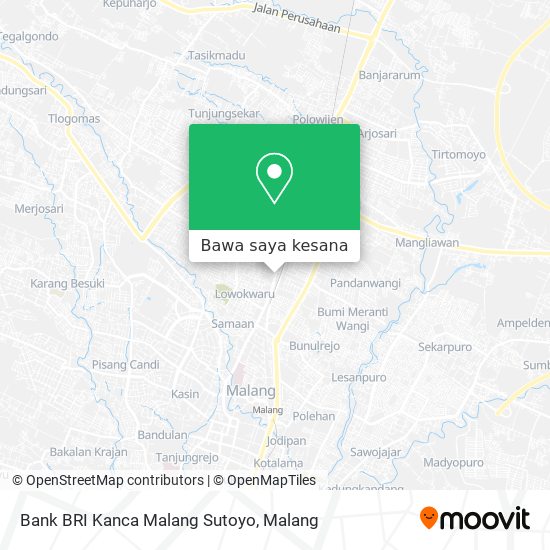 Peta Bank BRI Kanca Malang Sutoyo