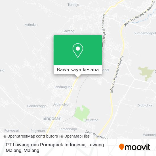 Peta PT Lawangmas Primapack Indonesia, Lawang-Malang