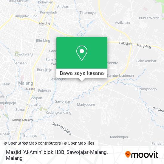Peta Masjid "Al-Amin" blok H3B, Sawojajar-Malang