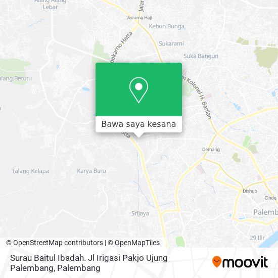 Peta Surau Baitul Ibadah. Jl Irigasi Pakjo Ujung Palembang
