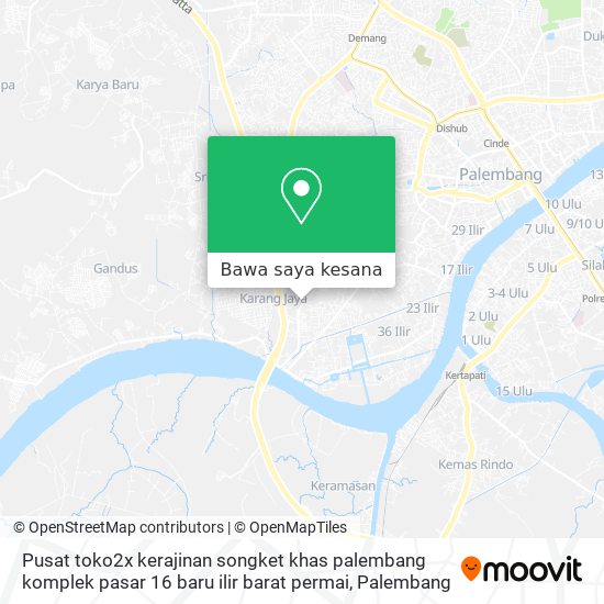 Peta Pusat toko2x  kerajinan songket khas palembang komplek pasar 16 baru ilir barat permai