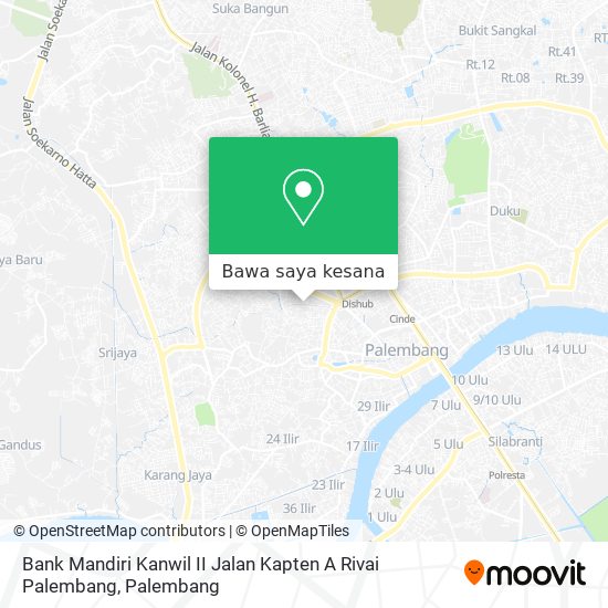 Peta Bank Mandiri Kanwil II Jalan Kapten A Rivai Palembang