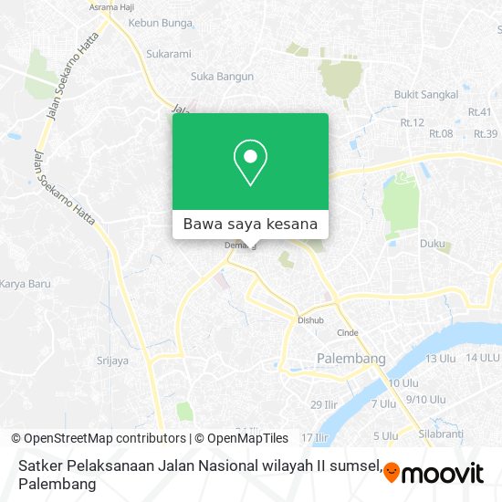 Peta Satker Pelaksanaan Jalan Nasional wilayah II sumsel