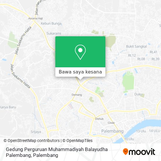 Peta Gedung Perguruan Muhammadiyah Balayudha Palembang