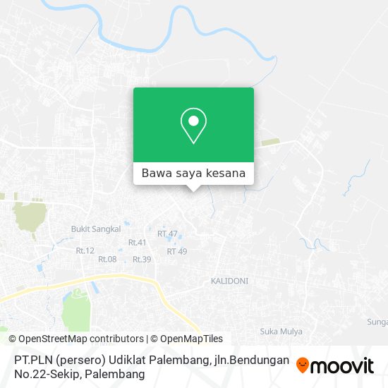 Peta PT.PLN (persero) Udiklat Palembang, jln.Bendungan No.22-Sekip