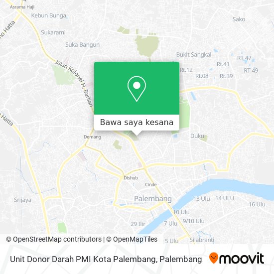 Peta Unit Donor Darah PMI Kota Palembang